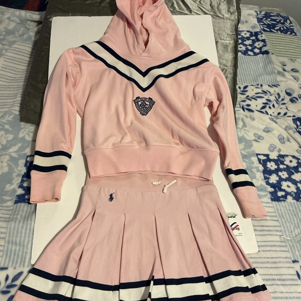Polo Ralph Lauren Pink Hooded Top with Navy Accents